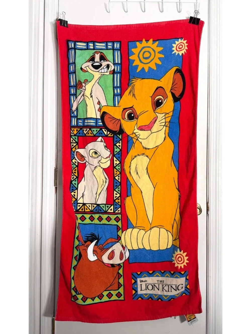 Vintage 90s Disney Lion King Beach Towel Pumba Timon Simba Nala 56.5